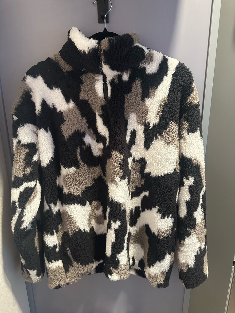 Eddie Bauer Black, White & Gray Sherpa Jacket